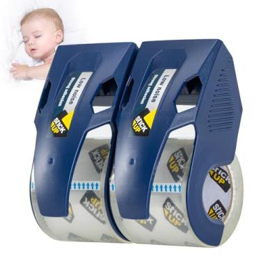 Imagem de STICK UP Pacote com 2 fitas de embalagem silenciosas sem ruído com dispensador, fita de embalagem transparente sem ruído de 4 cm x 33 metros (núcleo de 2,5 cm), fita de embalagem silenciosa de grau