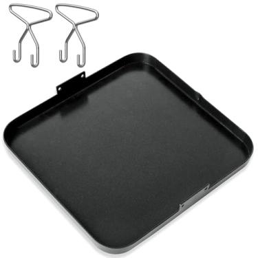 Imagem de Chapa de aço carbono antiaderente de 49,5 cm com 2 alças para churrasqueira elétrica para defumador Recteq Pellet RT-590 RT-680 RT-700, bordas mais altas para grelhar e fritar