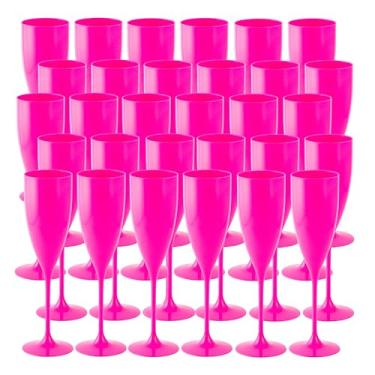 Imagem de Grupo Mirandinha Taças de Champagne Acrílico 160 ml – Kit com 30 Unidades – Design Sofisticado, Resistente e Reutilizável – Ideais para Casamentos, Aniversários e Decoração de Festas - Rosa