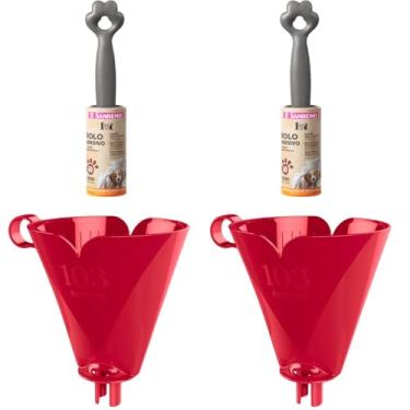 Imagem de Conjunto de 2 Suporte para Filtro de Café 103 Vermelho + 2 Kit Rolo Adesivo Tira Pelos Linha Pet