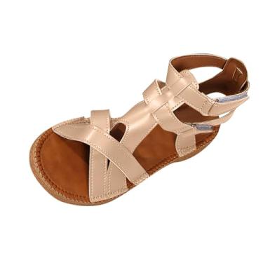 Imagem de Sandálias femininas primavera verão moda casual cor sólida versátil bico aberto aberto ao ar livre praia para uso diário, Bege, 35