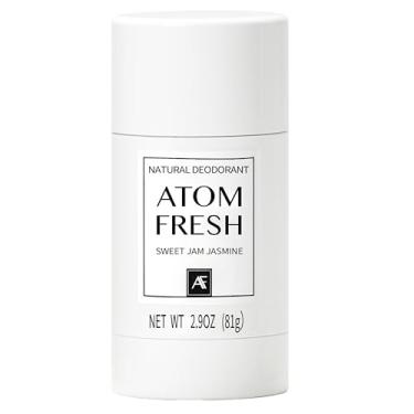 Imagem de Desodorante Atom Fresh Natural Solid Stick – 72H Triple Odor Defense – Sem alumínio, sem bicarbonato de sódio – com aminoácidos, pó mineral, amido vegetal – Sweet Jam Jasmine – Seguro para a pele – 82