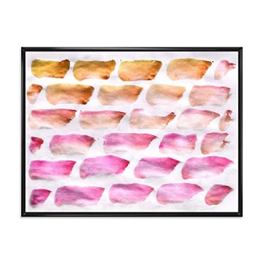 Imagem de DesignQ Pincéis abstratos rosa e amarelo escuro - Impressão artística de parede em tela emoldurada moderna