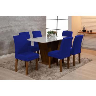 Imagem de Kit 6 Capas De Cadeira Mesa Sala Jantar Elástico Azul Royal - Wellus E