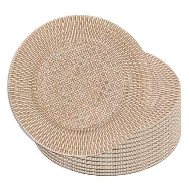 Imagem de Jogo 12 Sousplat Redondo de Plástico Wolff com Textura de Rattan Bronz