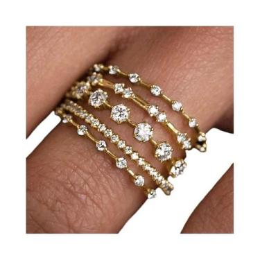 Imagem de Anel De Casamento Feminino Em Ouro Com Zircônia Cúbica Multicamadas, J