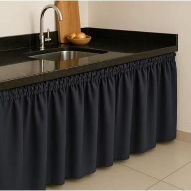 Imagem de Cortina de Pia Elegante para Cozinha Balcão Tanque 1,50 Metros por 80 