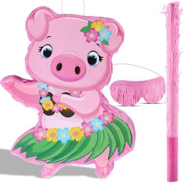 Imagem de Decoração de festa Piñata Threan Small Pig Aloha Luau 42x31,58cm
