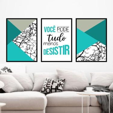 Imagem de Kit 3 Quadros Decorativos Você Pode Tudo - Turquesa