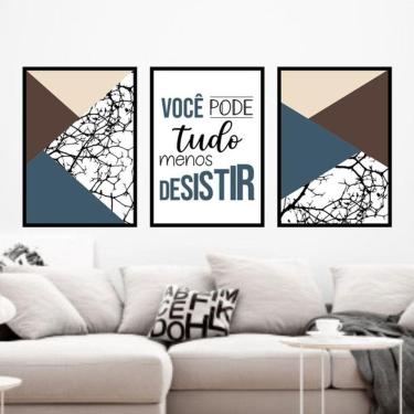 Imagem de Kit 3 Quadros Decorativos Você Pode Tudo - Marrom