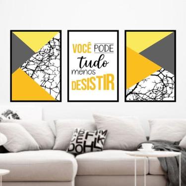 Imagem de Kit 3 Quadros Decorativos Você Pode Tudo - Amarelo