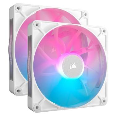 Imagem de Kit com 2 Ventoinhas Corsair iCUE LINK RX140 RGB White, 140mm, Branco - CO-9051024-WW-U...