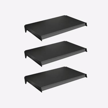 Imagem de Kit 3 Bandejas Prateleiras 40x91 P/gôndola New Plus Preta Porta Etiquetas Cinza - Sa Gô...