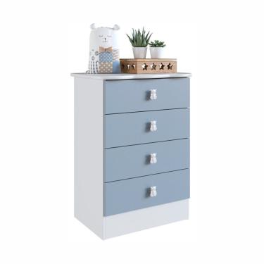 Imagem de Conjunto Quarto de Bebê Docinho com 3 Portas 4 Gavetas em MDP 15mm Azul Percasa Móveis