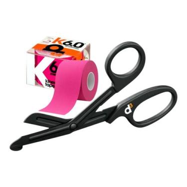 Imagem de Kit Bandagem Elástica Hipoalergênica D3 Tape K6 Kinesiology + Tesoura 