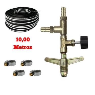 Imagem de Kit Mangueiras Alta Pressão 2m a 10m e Registro Dupla Saida Tamanho:10