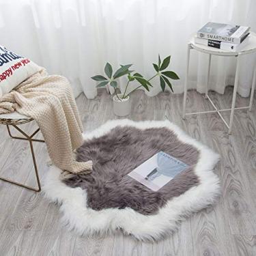 Imagem de Tapete macio de pele sintética, super macio, redondo, para sala de estar, quarto, sofá, cadeira, chão, tapete de pelúcia sedoso, antiderrapante, tapete em forma de flor, 90 cm
