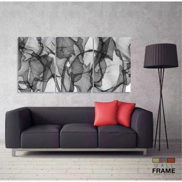 Imagem de Quadro Abstrato Design Moderno Preto E Branco Vertical 3 Peç