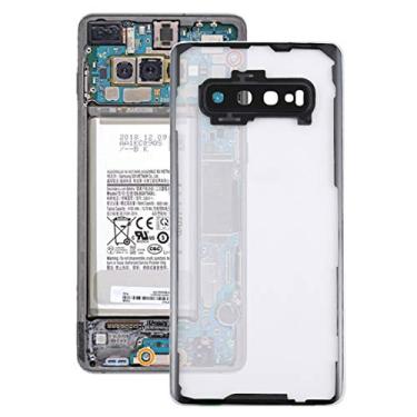 Imagem de For Samsung Galaxy S10+ SM-G9750 G975F Transparent Battery Back Cover with Camera Lens Cover (Transparent)