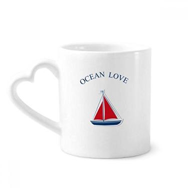 Imagem de Veleiro Oceano Amor Mar Vela Azul Caneca Café Cerâmica Copo Coração Vidro