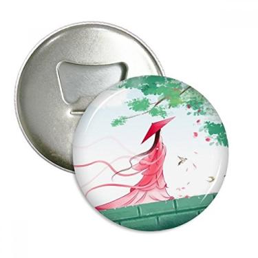 Imagem de Emblema multifuncional com ímã de geladeira, aquarela estilo chinês, avermelhado, água-marinha