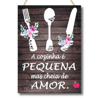 Imagem de Placa decorativa 010 a cozinha é pequena mas cheia de amor