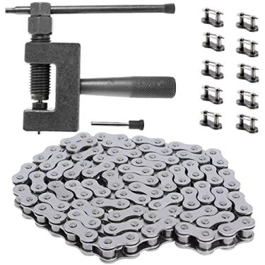 Imagem de QAZAKY 415 Corrente resistente 110 elos + ferramenta de remoção de elos cortadores de corrente para 49cc 50cc 60cc 70cc 80cc motor de 2 tempos motocicleta motocicleta ATV cortador 415-110L