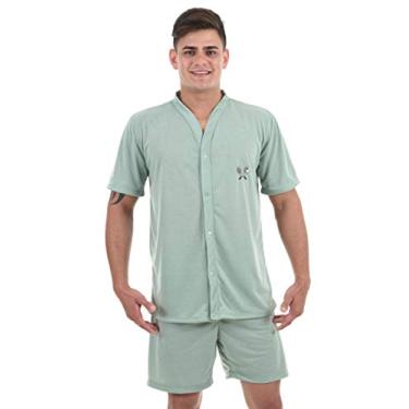 Imagem de Pijama 4 Estações Curto Masculino Aberto Com Botão (M, Cinza)