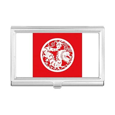 Imagem de Porta-cartões de visita com arte do zodíaco chinês, formato de dragão cortado em papel