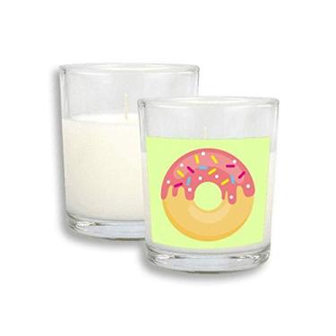 Imagem de Rosquinha rosa sobremesa doce vela branca incenso cera perfumada de vidro