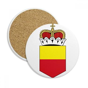 Imagem de Caneca de porta-copos com emblema nacional liechtenstein com pedra absorvente de proteção de mesa