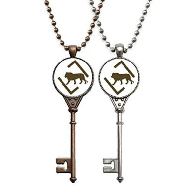 Imagem de OFFbb-USA Colar com pingente de princesa Rei Presa, Art Déco, presente para chaveiro, bijuteria, decoração para casais