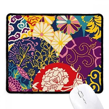 Imagem de Mousepad de borracha para jogos com estampa de pontos de flores chineses e bordas costuradas