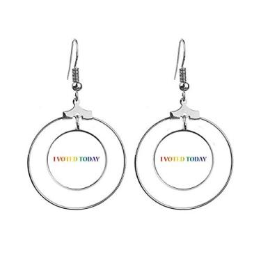 Imagem de Brincos LGBT Bandeira de arco-íris I Vote Today Pendente argola Joias Círculo de gota
