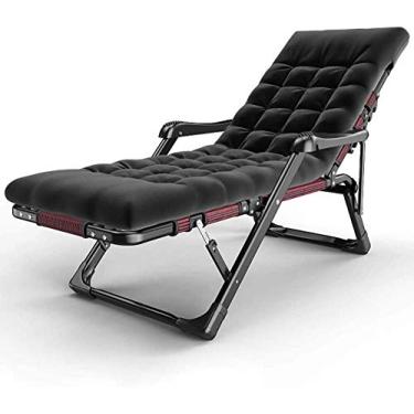 Imagem de Espreguiçadeiras reclináveis dobrável, acolchoado, tamanho grande, cadeira de gravidade zero para pátio, jardim, praia, piscina com almofadas, suporte de 200 kg (cor: preto)-C Atualização