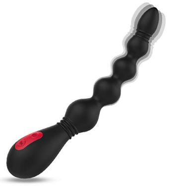 Imagem de amal Plug Vibração Massagem Vara Amal Beads Plug Prostata Portátil Massagem À Prova D' Água Prazer com Múltipla Vibração An-al Plug Massager Modelo E589 Brinquedos Sexuais