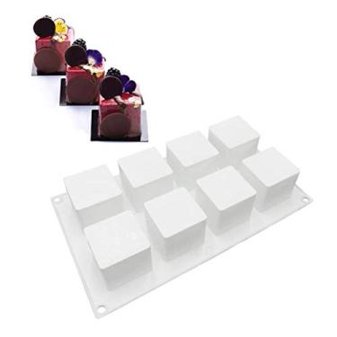 Imagem de Formas De Silicone Quadradas 5x5x5cm Formas De Chocolate Com 8 Cavidades Forma De Silicone Cubo para Bolo Trufado Brownie Mini Bolo Mousse De Gelatina (Branco)
