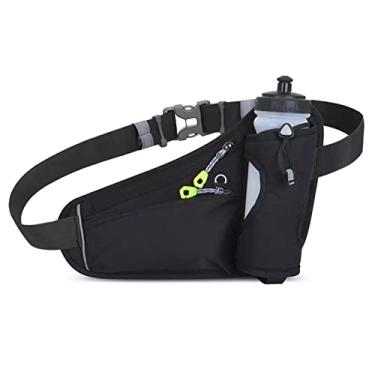 Imagem de HOTEMIA Pochete com suporte para garrafa de água para homens e mulheres, corrida, caminhada, acampamento, ciclismo, serve para todos os telefones (garrafa não incluída), Preto, One Size, Esporte