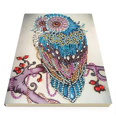 Imagem de Boho Town Caderno de pintura de diamante 5D DIY Diário para escrever pintura de diamante caderno de desenho e planejador presente de feriado (coruja mística)