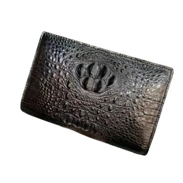 Imagem de Bolsa de pulso masculina de couro jacaré autêntico, com código de acesso, pele de crocodilo genuína, pacote de braço, bolsa de telefone com zíper, Preto, 23cm(Length) x 15.5cm(Height) x 5.5cm(Deep)