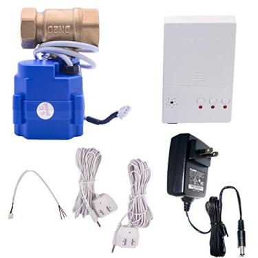 Imagem de E-SDS Detector de vazamento de água com válvula de desligamento, 2 sensores e alarme de som, sistema automático de válvula de desligamento de vazamento de água, para tubos 3/4 NPT, prevenção de inundação para lavanderia, aquecedores de água e mais