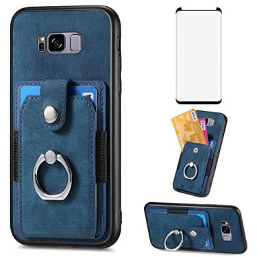 Imagem de Asuwish Capa de telefone para Samsung Galaxy S8 Plus capa carteira com protetor de tela de vidro temperado e suporte de anel fino suporte para cartão de crédito celular de couro S8plus S 8 8 plus 8S