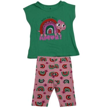 Imagem de Conjunto Bebê Malwee Blusa e Calça - Em Algodão - Verde/Rosa