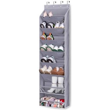 Imagem de KEETDY Organizador de Sapatos sobre a Porta, 8 Prateleiras, Suporte para 20 Pares de Tênis, Grande, Cinza, Estilo Minimalista