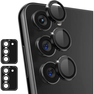 Imagem de Ltezixal Protetores de lente de câmera Samsung Galaxy A55 5G, capa de vidro temperado ultrafina com nitidez HD resistente a arranhões com bordas de alumínio, capa de lente de metal individual, preta