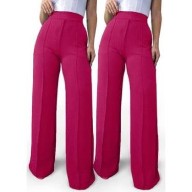 Imagem de Kit 02 Calça Feminina Pantalona Tecido Duna Atacado-Feminino