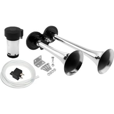Imagem de Vixen Horns Buzina de ar de trem trompete alto 2/duplo com um compressor completo sistema/kit cromado 12V VXH2311C