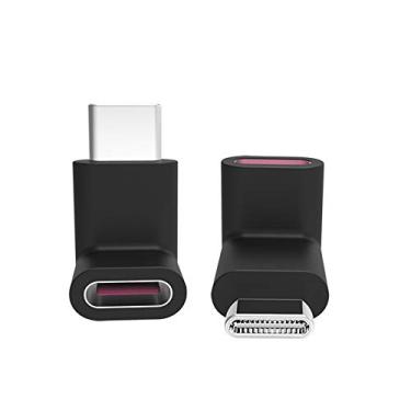 Imagem de Adaptador de 90 graus tipo C macho para fêmea tipo C de ângulo reto 100 W 40G, para cima e para baixo 90 graus adaptador de expansão de plugue para tomada é adequado para computadores notebook, tablets e telefones celulares