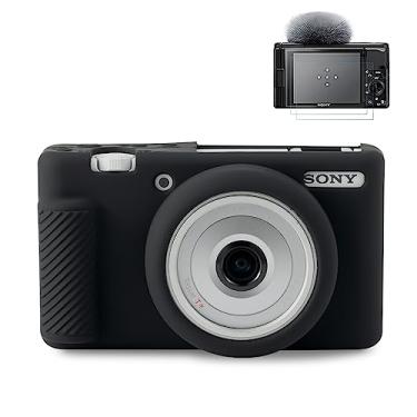 Imagem de Pocoukate Capa para câmera Sony ZV-1F, ZV-1 II/ZV-1M2 Vlog, capa de silicone para câmera ZV1F, capa macia antiarranhões e ajuste fino com protetor de tela ZV1 F - Preto