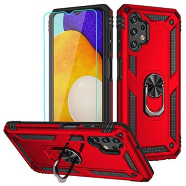 Imagem de Capa para Galaxy A13 4G, capa para Samsung A13 4G com protetor de tela HD, suporte de anel de grau militar Androgate suporte para carro suporte de 4,5 m testada à prova de choque capa de telefone para Samsung Galaxy A13 4G, vermelha